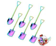 Cucchiaino da caffè in Acciaio Inox, Cucchiaino da tè, Cucchiaio da Gelato, Cucchiaio da Dessert, Set di Posate a Forma di Pala (6 Pezzi)