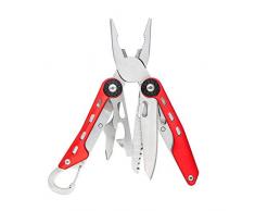 Amazon Basics - Coltello multiuso 10 in 1 in acciaio inossidabile con blocco di sicurezza e custodia in nylon, Rosso