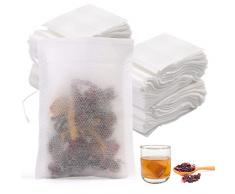 400 Pezzi Bustine di Filtro per Tè, 7 x 9cm Bustine per Tisane, Sacchetti Filtro per Tè Usa e Getta, con Coulisse, Filtro per Tè, Bustine da tè Filtro per tè Sfuso per Tè Sfuso, Spezie, Caff