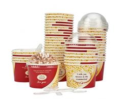 Coppe Gelato di Carta,4 oz 50 Pezzi Contenitori per Gelato di Carta Riutilizzabili con 50 Pezzi, Coperchi e Palette, Coppe per Gelato, Coppe per Dessert,Gelato,Yogurt,Zuppa e Torta (Oro)