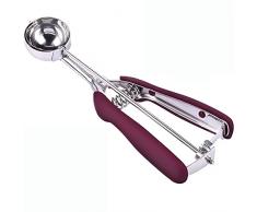 1 Pezzo Cucchiaio per Gelato,Porzionatori da Gelato,Cucchiaio per Gelato in Acciaio 304 Inossidabile,con Grilletto Facile da Rilasciare,Adatto per Gelato, Anguria, Patate e Polpette, Diametro 4 cm