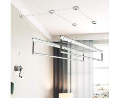 DRYING RACK Essiccatore Da Parete E Soffitto Asciugabiancheria Da 180 Cm Stendipanni A 4 Bracci Stendibiancheria In Alluminio Per Bagno Di Casa Lavanderia Esterna In Argento