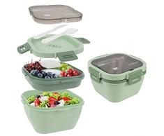 Comius Sharp 1700 ML Lunch Box Bento Box con Scomparti Divisor, Porta Pranzo Lunch Box con Posate 3 Scomparti Insalata e Snack Bento Box, per Scuola Lavoro Picnic