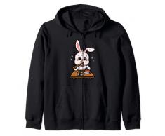 Carino Kawaii Bunny coniglio ama mangiare sushi con le bacchette Felpa con Cappuccio