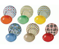 Villa d’Este Home Tivoli Bazar Servizio Piatti, Porcellana e Gres, Multicolore, 18 Pezzi