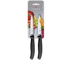 Victorinox, 6.7793.B, Coltello da Cucina Swiss Classic, per Verdura, 1 a Lama seghettata, 1 a Lama Liscia, Colore Nero, Lunghezza: 10 cm