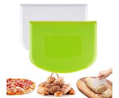 Set di 2 Raschietto Taglia Impasto, Plastica Tagliapasta Tagliapizza Spatola Flessibili per Pasticceria, Raschietto Utensili da Cucina per Cottura Pane Pasta Pizza Torte Impasti (Verde, Bianco)
