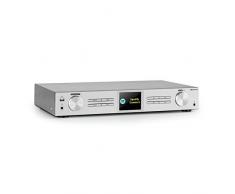 AUNA iTuner 320 BT - Sintonizzatore DAB, Radio Digitale, Lettore Rete Audio Hi-Fi, BT, WiFi, Spotify Connect, Internet, DAB+, FM, DLNA & UPnP, USB, Multimediale, Display HCC, Telecomando, Argento