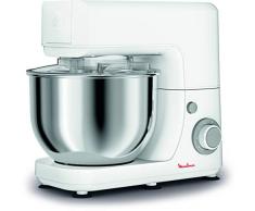 Moulinex QA1501 Masterchef Essential Impastatrice Planetaria, 800 W, 4.8 Litri, Robot da Cucina in Acciaio Inox a 6 Velocità, Impastatrice per Pizza, Macchina per il Pane e per Dolci, Bianco