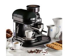 Ariete 1318 Macchina da Caffè Espresso Moderna, Macinacaffè Integrato, per Caffè in Grani e in Polvere, Cappuccinatore Montalatte, Filtro, 1080W, Nero
