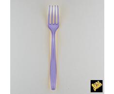 POSATE PLASTICA PESANTE LILLA FORCHETTE 50PZ - COLORATE USA E GETTA RESISTENTI
