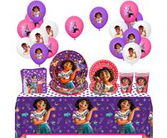 Set di Accessori per Feste a Tema, 63 Pezzi Palloncini Stoviglie per Feste, Stoviglie Compleanno Viola, Include Tovaglioli Palloncini Piatti Coppe di Carta Tovaglia di Compleanno