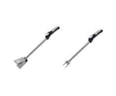 Ribiland PRBBQKIT Kit Forchetta e Pinza per Barbecue, Nero/Grigio