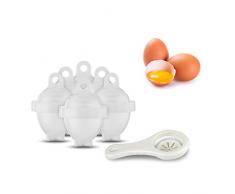 Shop Story - Set di 6 cuociuova dure senza conchiglie in silicone per una cottura facile + 1 separatore di uova di gialle duova.