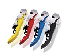Apri di Bottiglia da 4 Pezzi, 3 su 1 Apri di Vino a Cavatappi Multifunzionali, Apri di Birra, Accessorio per Vino Amico dei Camerieri, 4 Colori, Nero, Rosso, Blu, Giallo