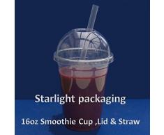 Martello in plastica trasparente smoothie tazze con coperchio a cupola e cannucce