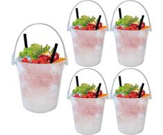 Confezione da 5 secchi da cocktail in plastica per bevande qualsiasi cosa tranne una tazza, per feste, ciotole da punch riutilizzabili da 32 once, secchiello per il Piccoli Bicchieri (White, One Size)