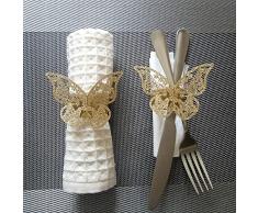 JinSu 50Pcs Anelli di Tovagliolo 3D Farfalla, Anelli Portatovagliolo di Nozze Brillante, Anelli Portatovaglioli da Tavola di Carta per Matrimonio, Compleanno, Natale, Banchetto, Cena, Festa, Oro