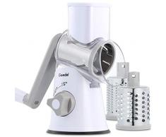 Grattugia per Formaggio Rotante, Affettatrice per Verdure con 3 Lame a Tamburo, Grattugia Rotante Facile da Pulire, Grattugia per Cucina 12 Volte più Veloce per Frutta e Verdura