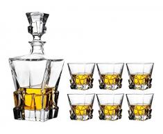 Globe Decanter Set Caraffa di Whisky Decanter Cristallo Whiskey Decanter 820ml E Set di 6 bicchieri da 300ml senza piombo di cristallo for gli spiriti Borbone O Scotch Perfettamente regalo inscatolato