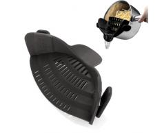 Colino in Silicone con Clip Filtro scolapiatti Resistente al Calore a Mani Libere,Universale Colino a Scatto per Pasta, Frutta, Carne Macinata