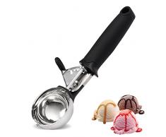 Paletta per Gelato in Acciaio Inossidabile, Paletta per Gelato, Cucchiaio da Paletta per Frutta con Manico in Plastica per Frutta, Purè di Patate (Nero)