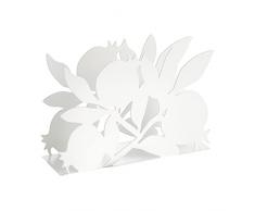 Baroni Home Portatovaglioli Rettangolari in Metallo Design Melograno Bianco, Porta Tovaglioli da Tavola Moderno 15x5x10 cm cm