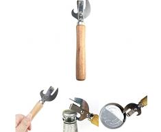 Apriscatole,manuale in ferro per rimuovere lattine,apribottiglie,con manico in legno, 15,4 cm, apriscatole universale da picnic da cucina, manico in legno portatile resistente (1 pz)