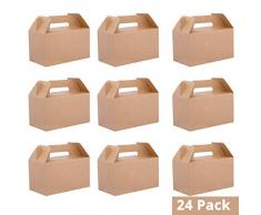 Belle Vous Scatole Regalo Carta Kraft (24 Pezzo) - 16x9x9cm Marrone Scatola Dei Biscotti - Scatola Del Pacchetto di Carta con Coperchio per Cioccolatini, Cupcakes, Nozze, Festa Favori, Festival