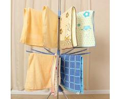 GJF Fili stendibiancheria Stendibiancheria a palo Singolo Stendibiancheria Montante for Pannolini for Bambini Verticale Stendino for Asciugamani Treppiede (Size : Three Layers of Blue 84 Clips)
