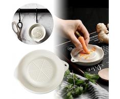 Piatto Per Grattugia In Ceramica, Grattugia Per Aglio E Zenzero Con Mini Spazzola Per Grattugia In Porcellana, Utensili Da Cucina Per Zenzero, Aglio, Cipolla, Spezie, Carote