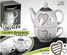 TEIERA CUORE CUORI SET THE + TAZZA THEIERA PIATTINO PORCELLANA SHABBY SHIC