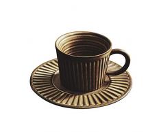 QBLDX Stile Giapponese Gres Set Tazzina E Piattino, Jingdezhen, Cina Fatto A Mano Servizio da tè in Ceramica, Bicchiere dAcqua, Piatto da Dessert, Home/Collezione(Color:D)