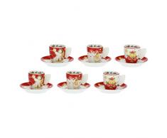 THUN - Set 6 tazzine caffè Sweet Christmas - Porcellana - Linea Natale - Living, Arredare la Casa - tazzina Ø 6,5 cm; 5,5 cm h; 110 ml ; piattino Ø 11,5 cm