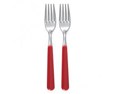 Excelsa Set Forchette in Acciaio Inox, Rosso, 2 Pezzi