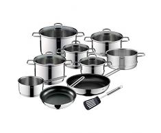 Silit Alicante Set di pentole a induzione, 10 pezzi, con coperchio in vetro, in acciaio INOX lucido, per induzione