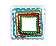 Set di 5 tagliabiscotti natalizi a forma quadrata in plastica, stampi di biscotti per natale, formine biscotto multicolore, dolci festa di natale, babbo natale verde bianco rosso blu giallo , AF-04 quadrato bianco