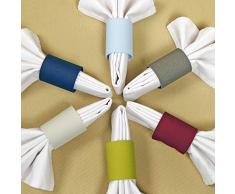 Dag Style - Set 6 Portatovaglioli Anello Colori Assortiti Eco Juta Colori Celeste, Ghiaccio, Verde, Blu, Bordeaux, Grigio