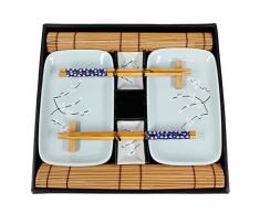 Exzact Stile Orientale 10 Pezzi Set di Sushi - 2 x Piatti di Sushi di, 2 x vassoi di Tuffo di, 2 x matite di bambù di Sushi di bambù, 2 x Bastoncini di bambù, 2 x Paia di Bacchette