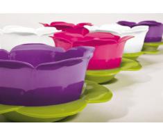 ZAK Designs 1283-A850 - Mini colino con piattino in melammina, Diametro: 16,5 cm, Colore: Bianco/Verde