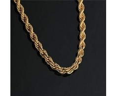 XLLJA Uomo Collana,Ciondolo Moda, Collana in Acciaio al Titanio, Accessori a Catena con Frusta in Acciaio Inossidabile, Unisex, Compleanno, San Valentino, Regalo di Natale @ Gold_4.0 * 60cm