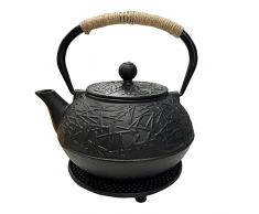 Fuloon Teiera in Ghisa Giapponese con Infusore, 30oz/0.9L Antiche Teiera Cinesi Orientale Design Metallo Nero Teiera Singole con Filtro (Nero)