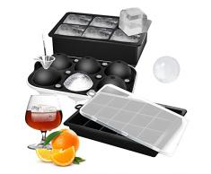 3 Pezzi Stampo per cubetti di ghiaccio in silicone,stampo per cubetti di ghiaccio senza BPA,Facile far Uscire, Forme Ghiaccio per Cocktail Whisky Alimentari Ba