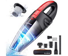 Audew Aspirabriciole Senza Fili, Aspirapolvere Portatile per Auto Aspira Briciole Elettrico Ricaricabile con Alimentatore Universale DC12V con 5 Accessori, Filtri Lavabile HEPA e Borsa Trasporto