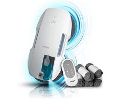 Fmart - Robot lavavetri elettrico con funzione spray, serbatoio dellacqua da 25 ml, potenza 3800 Pa, spray automatico per finestre, indicato per superfici lisce, 12 panni in microfibra