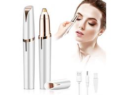 Epilatore per sopracciglia, con luce e carica USB, Indolore, Rimozione dei Peli del Viso del Corpo del Naso e Delle Labbra per le Sopracciglia per Donne e Uomini (Bianco)