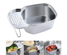 Victop Cestello Lavello Acciaio Inossidabile Scaffale di Scarico Lavello Cestino Appeso Angolo Filtro Lavello Cucina Prevenire Blocco Porta Spugne Portaoggetti per Lavandino per Cucina Bagno