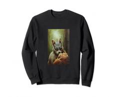 simpatico fumetto disegno scoiattolo rosso foresta animale noci ciotola Felpa