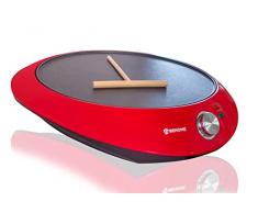 Behome Macchina per Crepes con piastra crepiera antiaderente 1000W piatto 30 cm con spatola