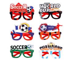 6 Paia Occhiali per Feste di Calcio Forniture per Coppa del Mondo Tifoso Bicchieri Occhiali da Sole per Feste di Calcio per Adulti Bambini Foto Prop Compleanno Decorazione per Feste a Tema Sportivo